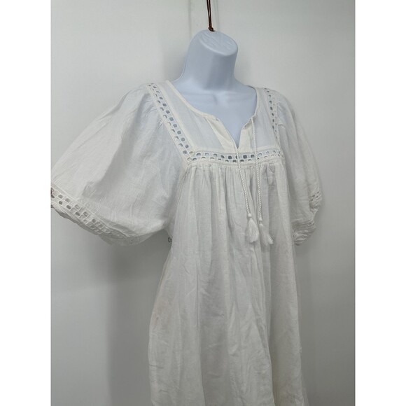 Old Navy Dress Women S White Mini Flutter Sleeve Anglaise Broderie Pockets - Picture 3 of 11